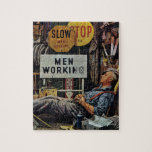 Men Working Jigsaw Puzzle at Zazzle