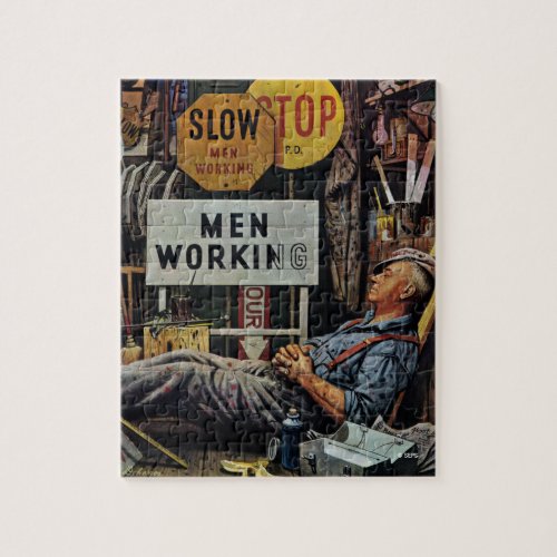 Men Working Jigsaw Puzzle