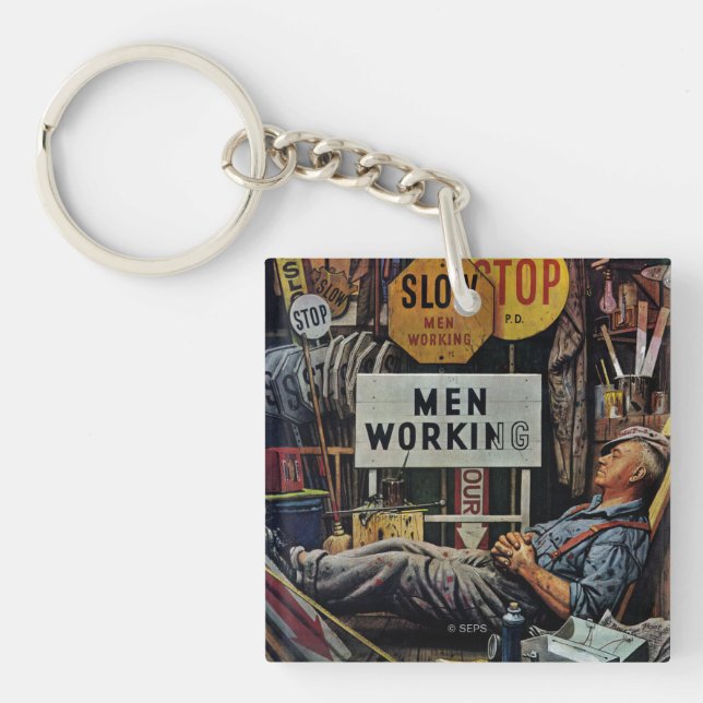 Men Working Keychain (Front)