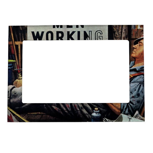 Men Working Magnetic Photo Frame (Front)