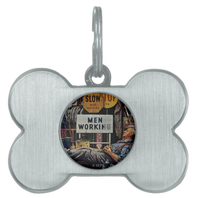 Men Working Pet ID Tag (Front)