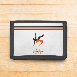 Men Wrestling Fight Custom Name Monogram Tri-fold Wallet