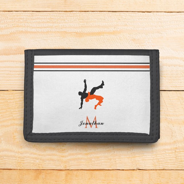 Men Wrestling Fight Custom Name Monogram Trifold Wallet (Creator Uploaded)