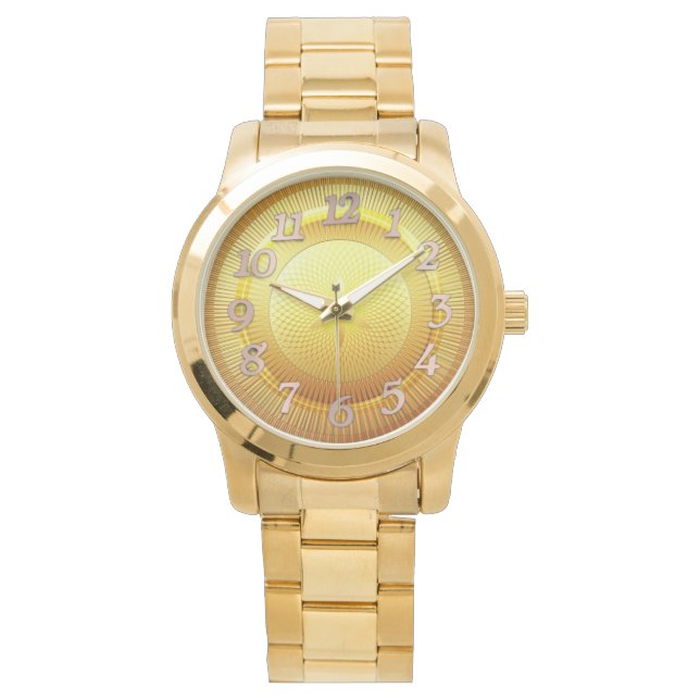 Men wristwatch Golden English numbers (Front)