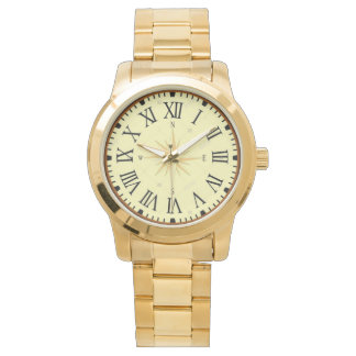 Men wristwatch Roman numbers direction yellow