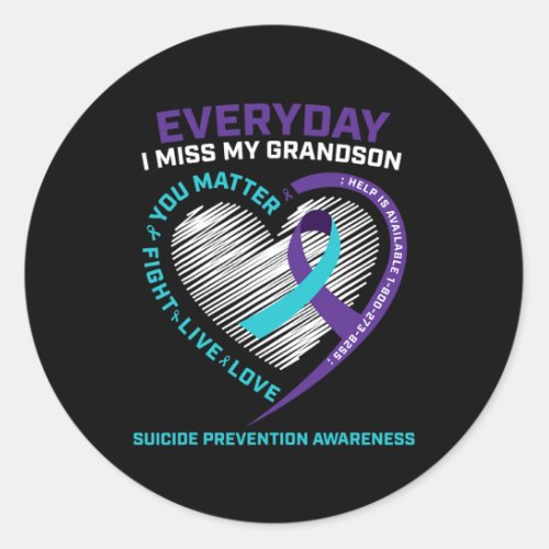 Men You Problem Prevention Grandson Suicide Awaren Classic Round Sticker