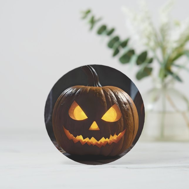 Menacing Halloween Pumpkin, Invitation (Standing Front)