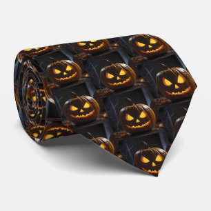 Menacing Halloween Pumpkin, Neck Tie
