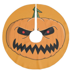 Menacing Jack O'Lantern Halloween Brushed Polyester Tree Skirt
