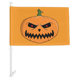 Menacing Jack O'Lantern Halloween Car Flag