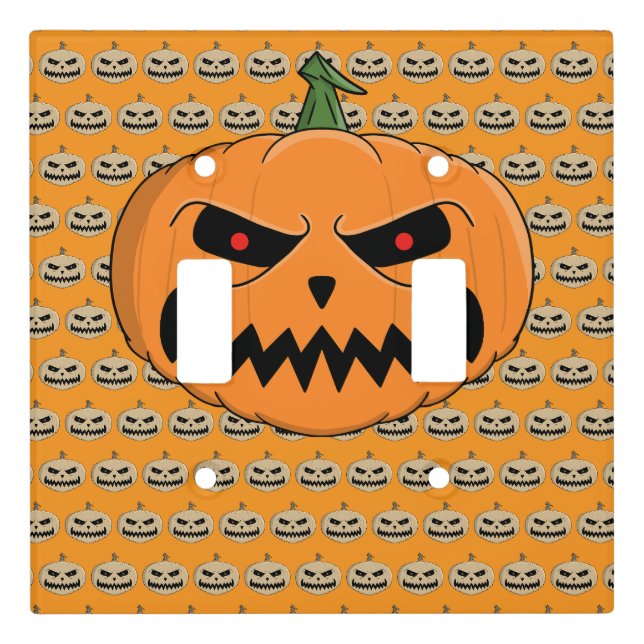 Menacing Jack O'Lantern Halloween Light Switch Cover (Front)