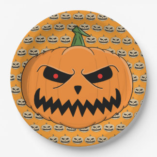 Menacing Jack O'Lantern Halloween Paper Plates
