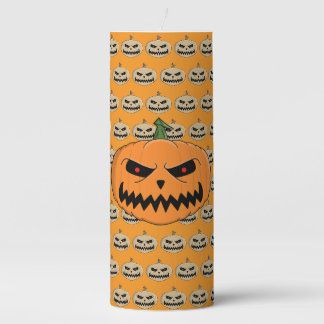 Menacing Jack O'Lantern Halloween Pillar Candle