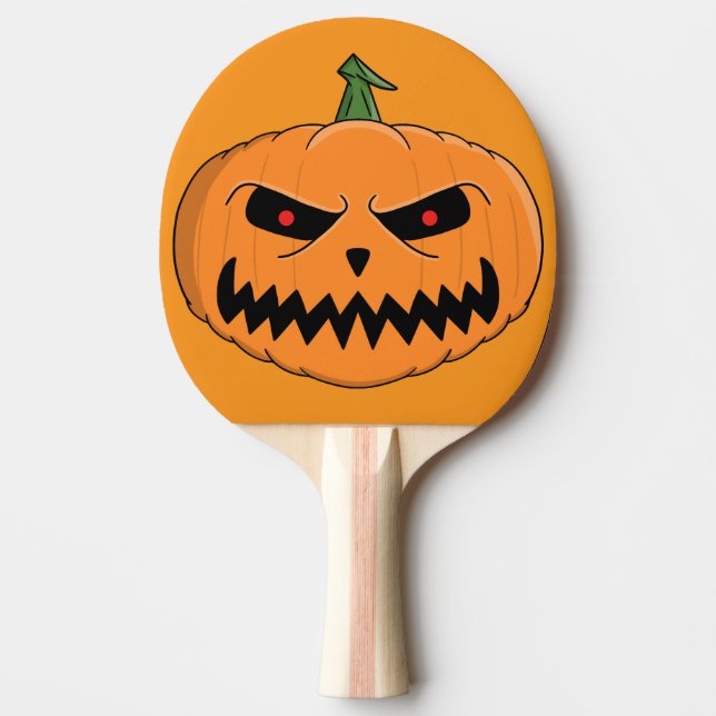Menacing Jack O'Lantern Halloween Ping Pong Paddle (Front)