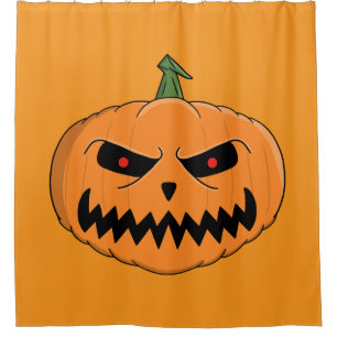 Menacing Jack O'Lantern Halloween Shower Curtain