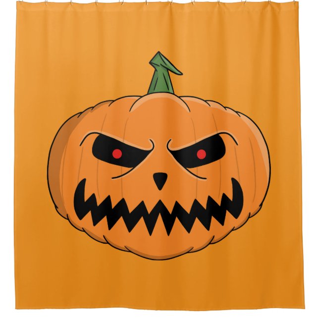 Menacing Jack O'Lantern Halloween Shower Curtain (Front)