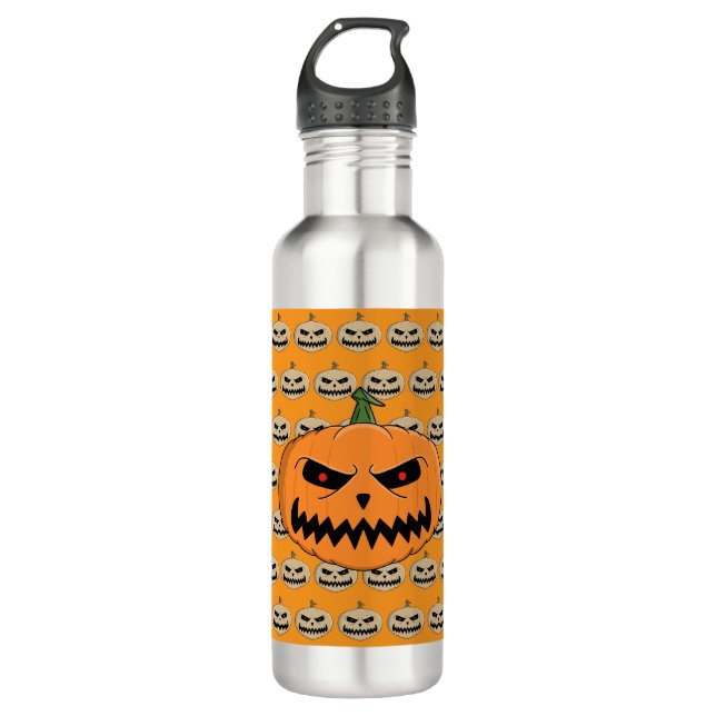Menacing Jack O'Lantern Halloween Stainless Steel Water Bottle (Front)