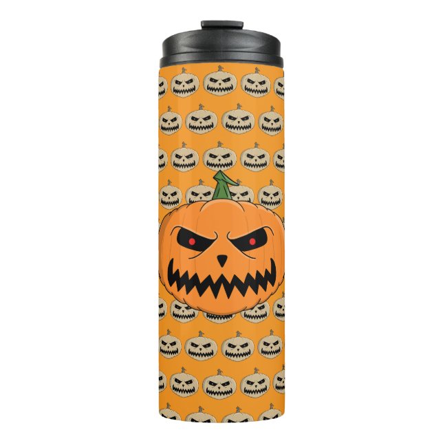 Menacing Jack O'Lantern Halloween Thermal Tumbler (Front)