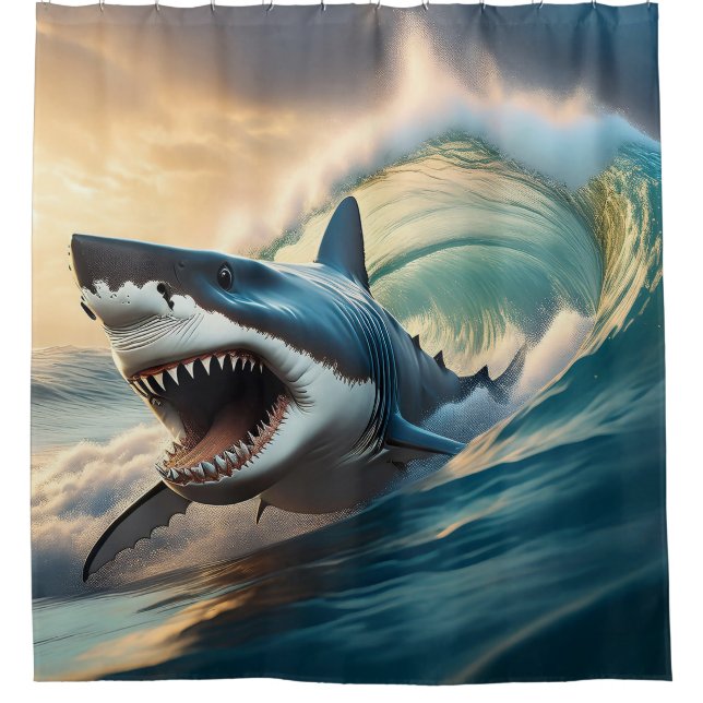 Menacing Shark Shower Curtain (Front)