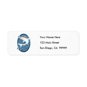 Menacing Underwater Sharks Label