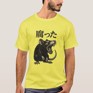 Menacing Vintage Rat on Black Background T-Shirt