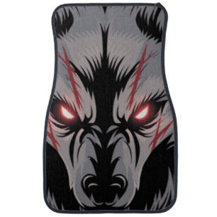Menacing Wolf with Glowing Red Eyes Car Floor Mat