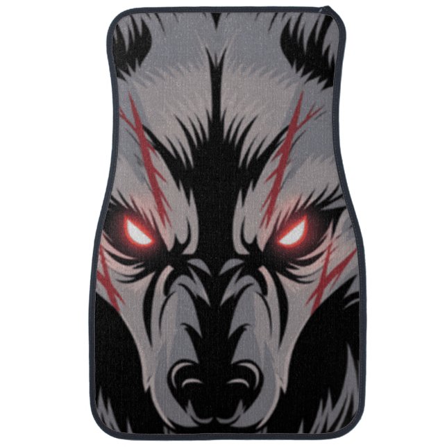 Menacing Wolf with Glowing Red Eyes Car Floor Mat (Front)