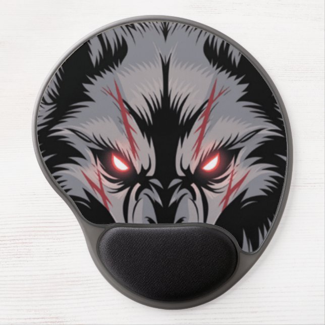 Menacing Wolf with Glowing Red Eyes Gel Mouse Pad (Front)