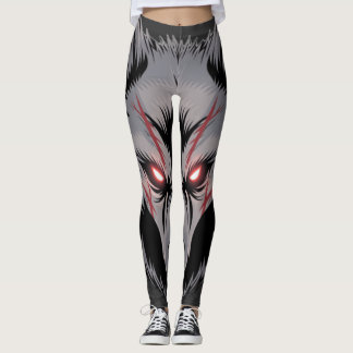 Menacing Wolf with Glowing Red Eyes Leggings