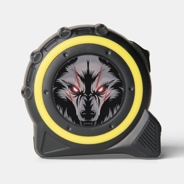 Menacing Wolf with Glowing Red Eyes Tape Measure (Front)
