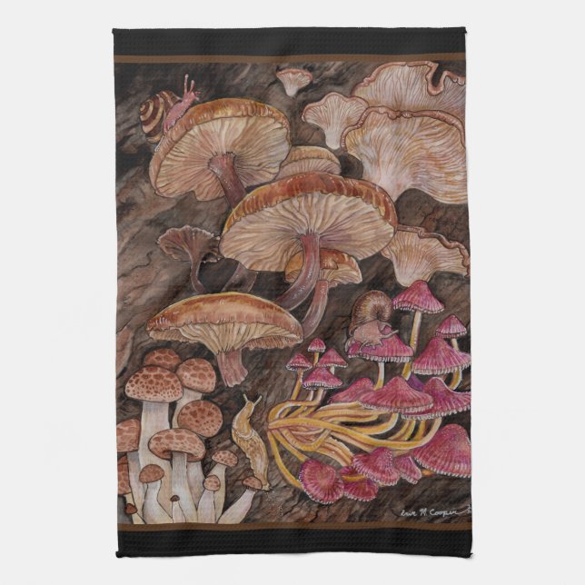 Menagerie of Mushrooms  Kitchen Towel (Vertical)