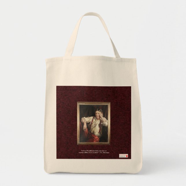 Mencken "Love/Delusion" Quote Organic Tote Bag (Front)