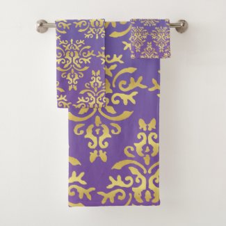 Mendela Pattern, purple Bath Towel Set