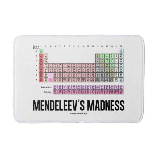 Mendeleev's Madness Periodic Table Of Elements Bath Mat