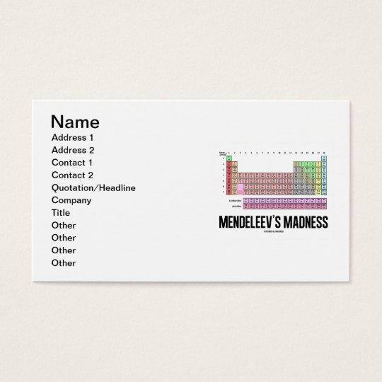 Mendeleev's Madness (Periodic Table Of Elements) Business Card