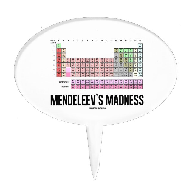 Mendeleev's Madness (Periodic Table Of Elements) Cake Topper (Front)