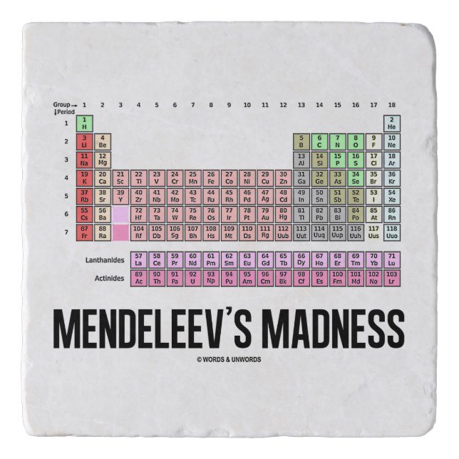 Mendeleev's Madness Periodic Table Of Elements Trivet (Front)