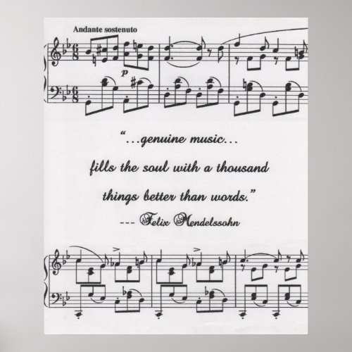 Mendelssohn quote with musical notation poster