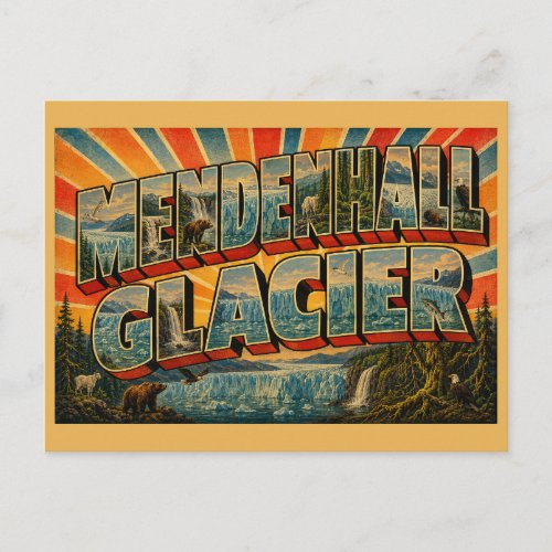 Mendenhall Glacier Alaska Ice Waterfall Vintage Postcard