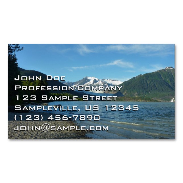 Mendenhall Lake in Juneau Alaska Landscape Business Card Magnet (Front)