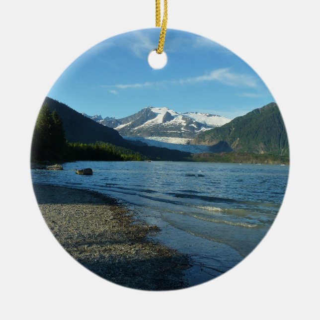 Mendenhall Lake in Juneau Alaska Landscape Ceramic Ornament (Front)