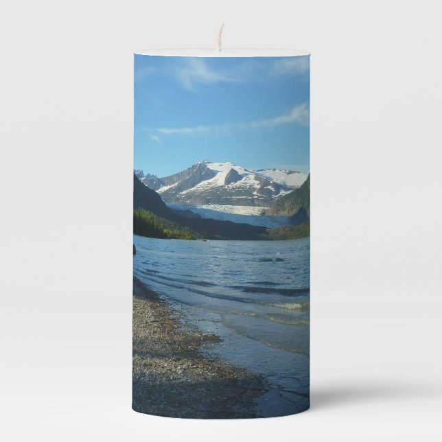 Mendenhall Lake in Juneau Alaska Landscape Pillar Candle (Front)