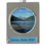 Mendenhall Lake in Juneau Alaska Landscape Silver Plated Banner Ornament
