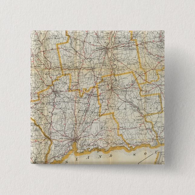 Mendenhall's Guide, Road Map Connecticut Pinback Button (Front)