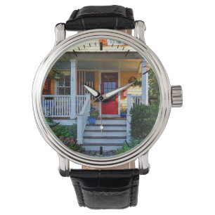 Mendham NJ - Porch With Wooden American Flag Watch