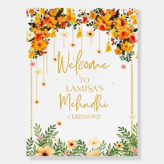 Mendhi Ki Raat Welcome Sign | Mehendi Signboard (Front)