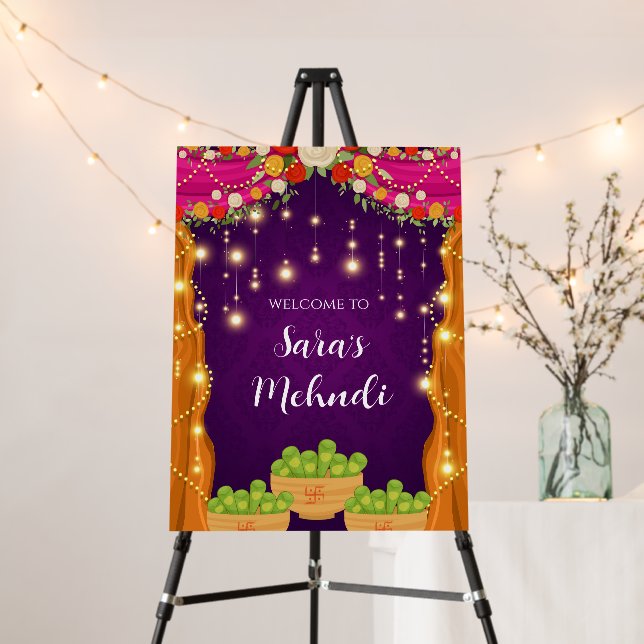 Mendhi poster as Mendhi decor Mehndi welcome sign (In Situ (Stand))