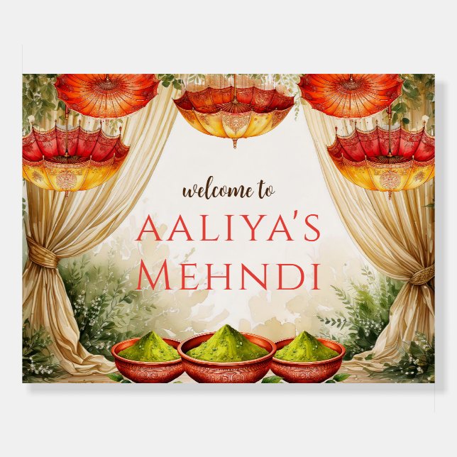 Mendhi Poster Mehendi welcome sign Mehndi signs (Front)