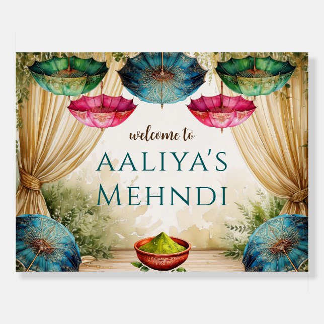 Mendhi Poster Mehndi welcome sign, Mehendi signs (Front)