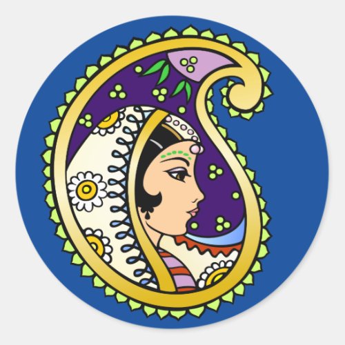 Mendhi Princess Classic Round Sticker